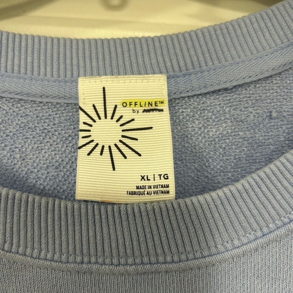 Aerie Offline Oversized Cropped Cinched side tie Sweatshirt Blue - Picture 5 of 10